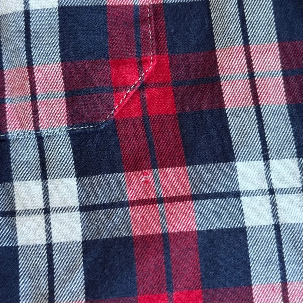 Banana Republic Slim Fit Plaid Shirt Mens Large L Red Navy White Button Down LS